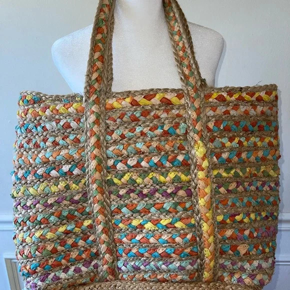 NWT Francesca’s Collection Shelby XL Jute tote bag - Picture 5 of 8